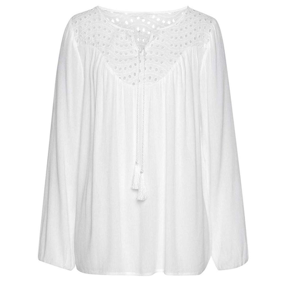 New Beautiful BOHO Lace Patchwork Tassel Top - Picture 6 of 8